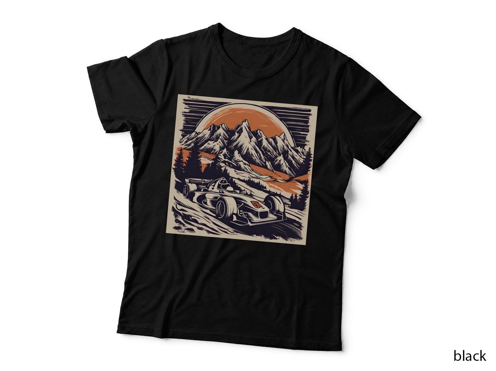 Formula Mountain Cream Tan Vintage Race Car Retro T-Shirt