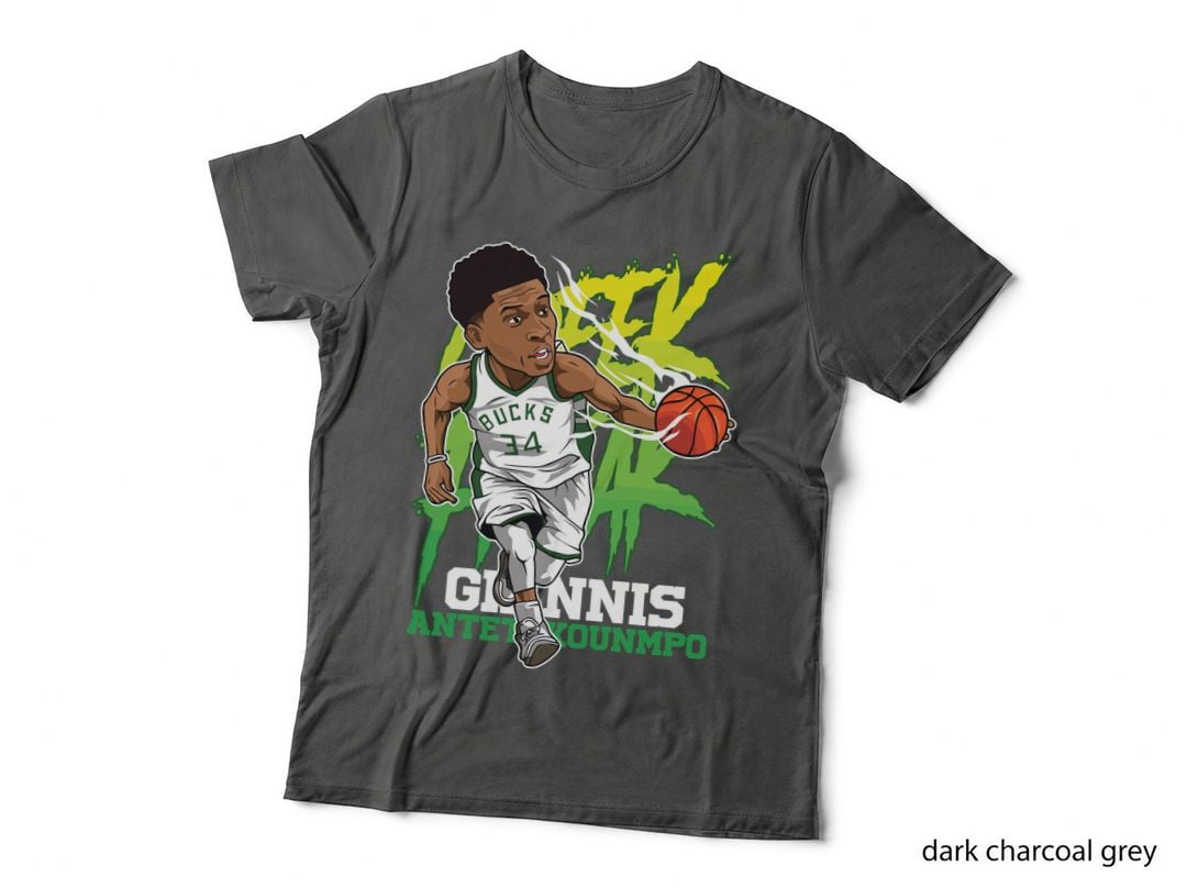 Giannis Antetokounmpo Greek Freak Chibi Caricature Dribbling Green T-Shirt