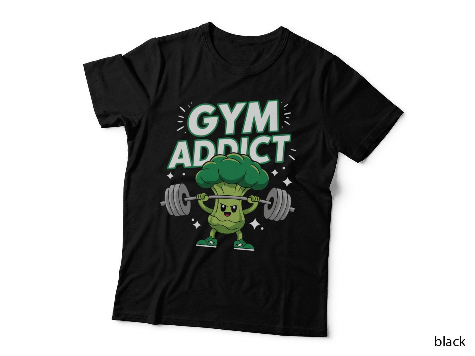 Gym Addict Lettuce Character Green Cute Dumbbells T-Shirt