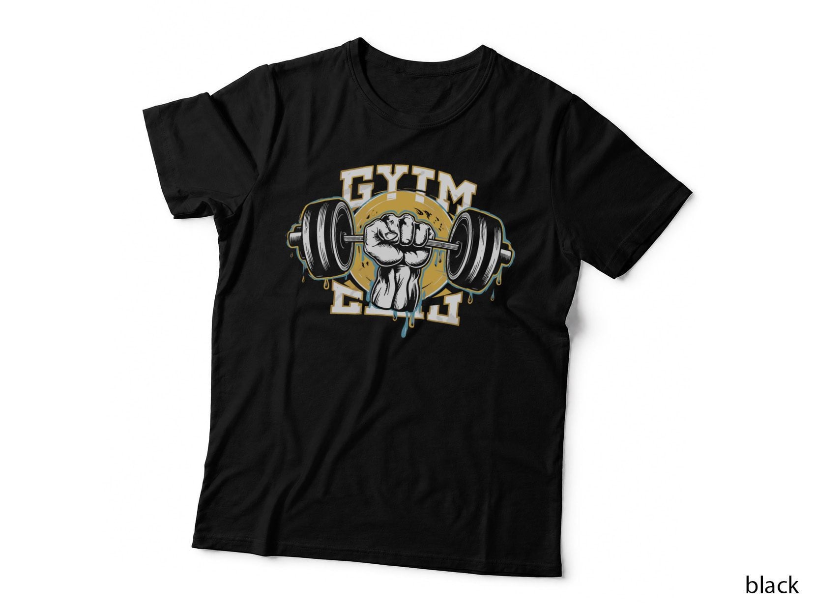 Gym Glint Fist Kettlebell Golden Yellow Vintage T-Shirt