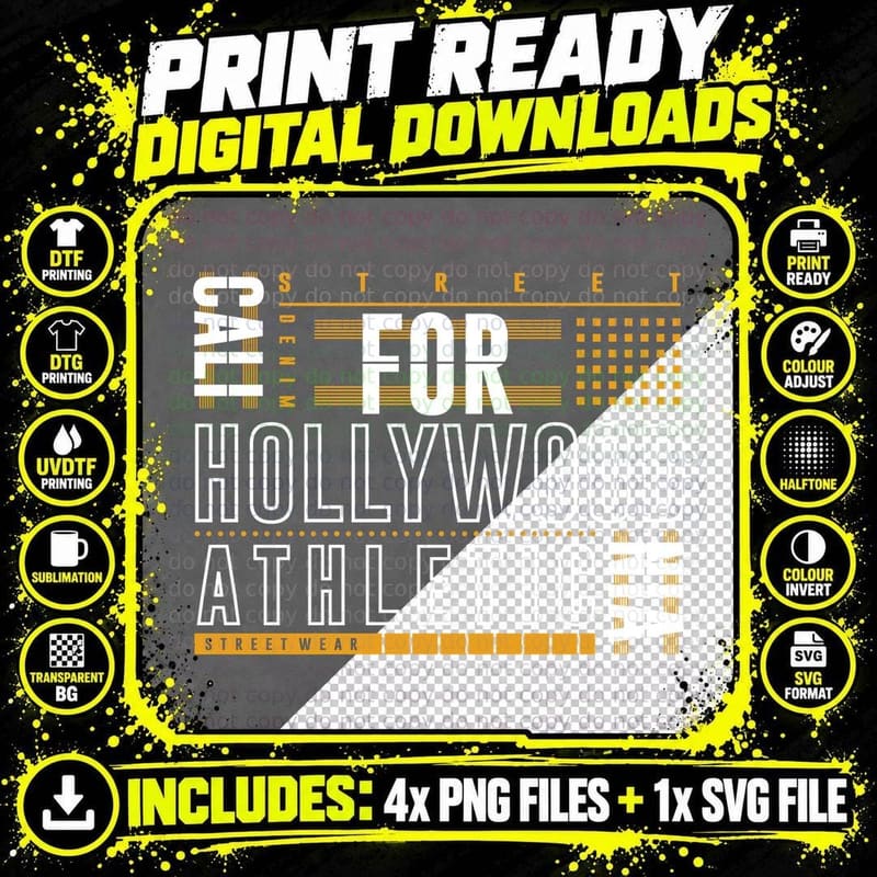 Hollywood Athletic Street for Orange Geometric Layered Png SVG Digital Bundle