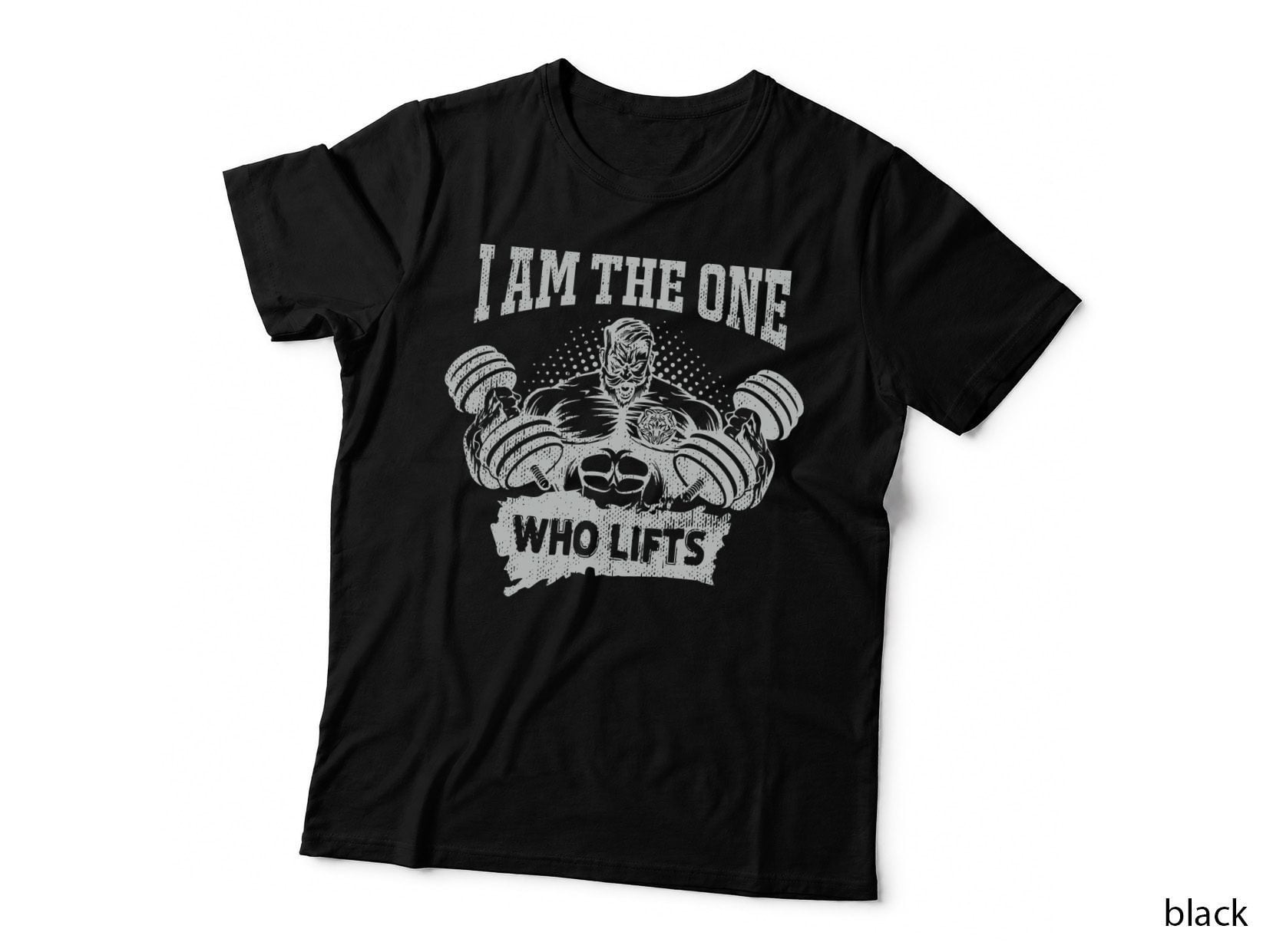 I Am the One Who Lifts Muscular Demon Black White Humorous T-Shirt