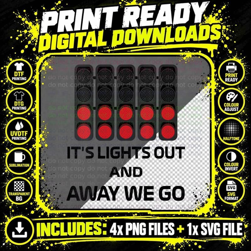 It's Lights Out and Away We Go Formula Racing Circuits Png SVG Digital Bundle