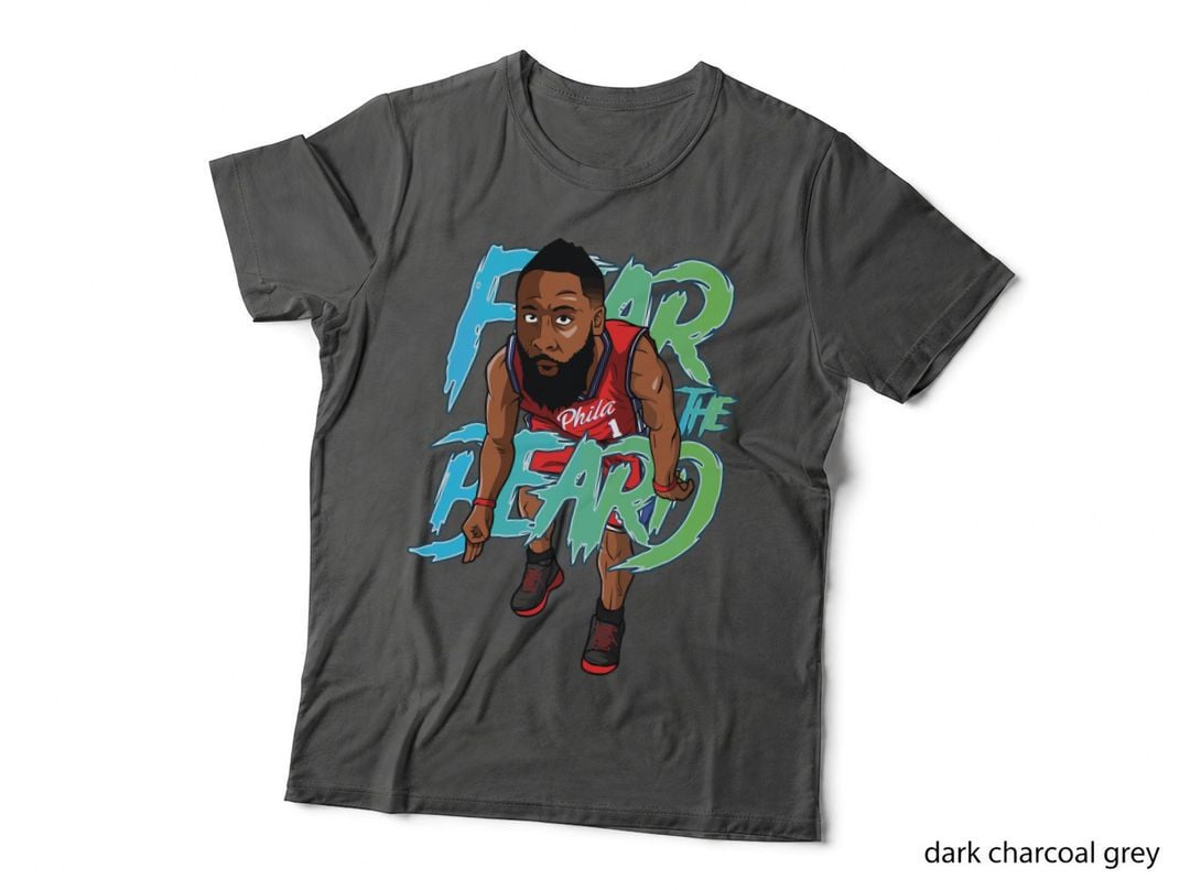 James Harden Fear the Beard the Chibi Caricature Bearded Teal Blue T-Shirt