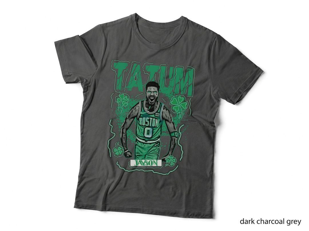 Jayson Tatum Boston 0 Celtics Green Jersey Shamrock Clovers Halftone T-Shirt