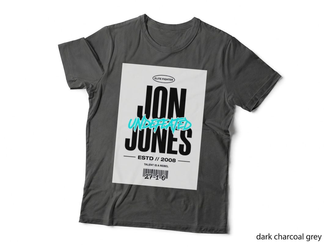 Jon Undefeated Jones Elite Fighter Estd 2008 Talent Is a Rebel Black T-Shirt