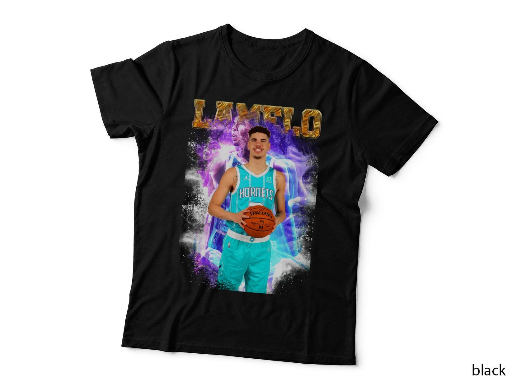 Lamelo Ball Photorealistic Collage Teal Charlotte Hornets Jersey T-Shirt