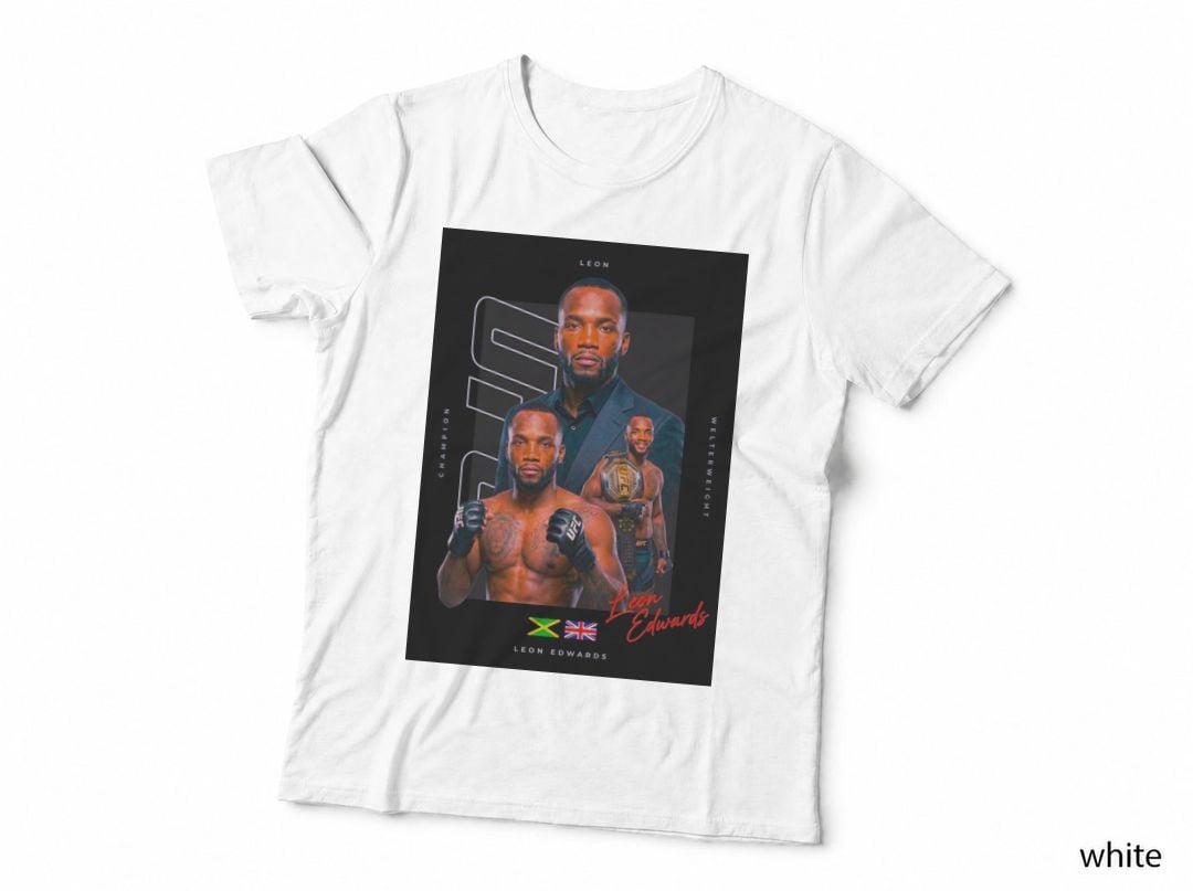 Leon Edwards Champion Welterweight Black Background Suit Portrait Plus T-Shirt