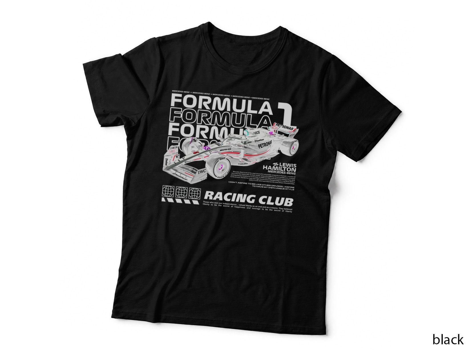 Lewis Hamilton Formula Racing Club Black Green F1 T-Shirt