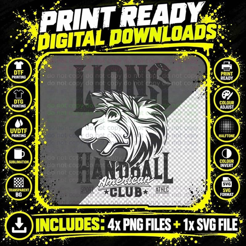Lions Handball Hanball American Sport Club Lion Sports Png SVG Digital Bundle