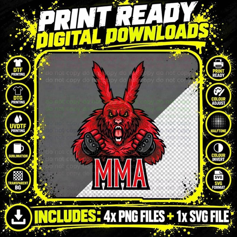 MMA Red Demon Oni Creature Fighting Sports T-Shirt Png SVG Digital Bundle