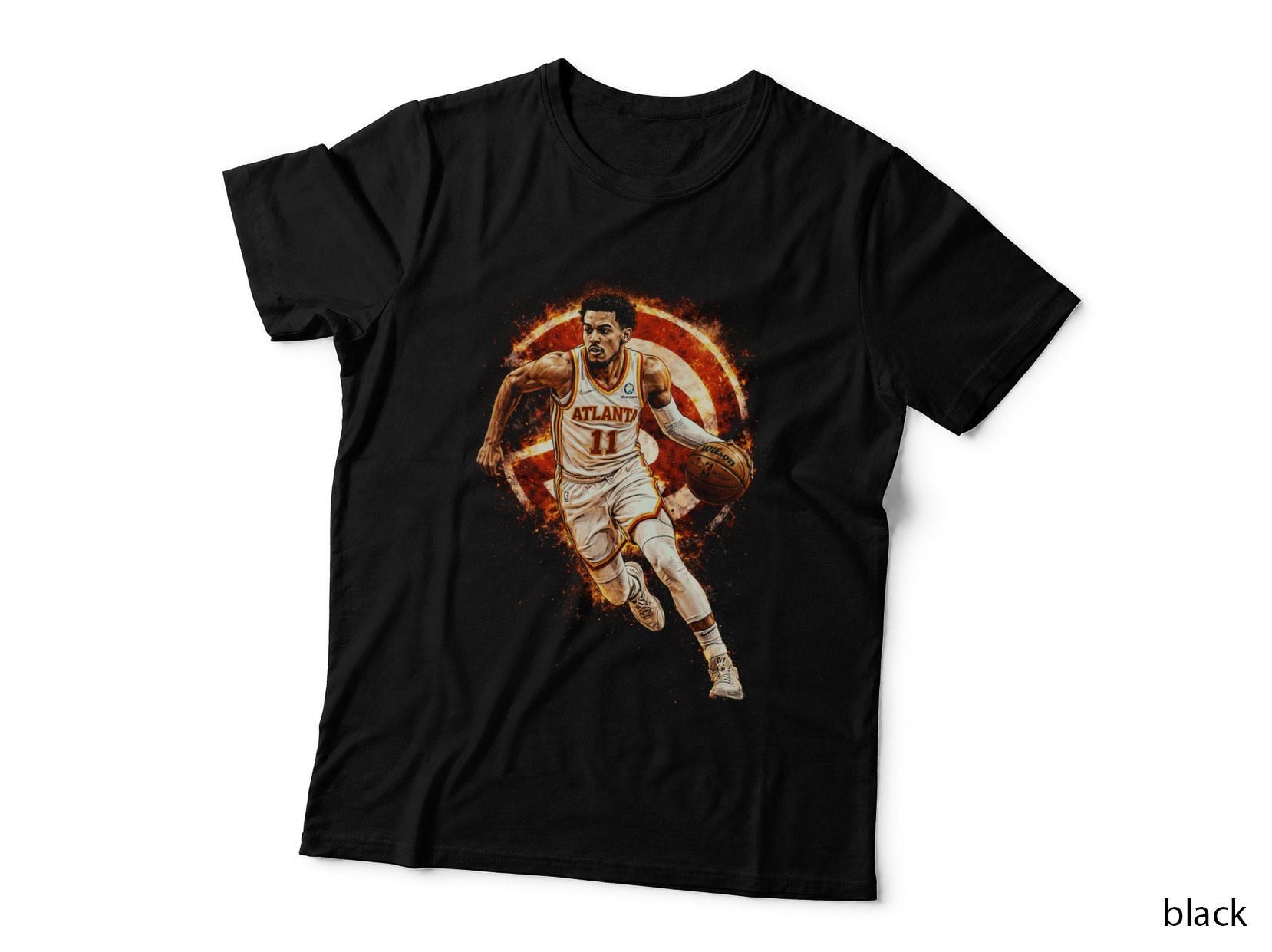 Male Basketball Player Atlanta 11 Halftone Hawks White Jersey Running T-Shirt