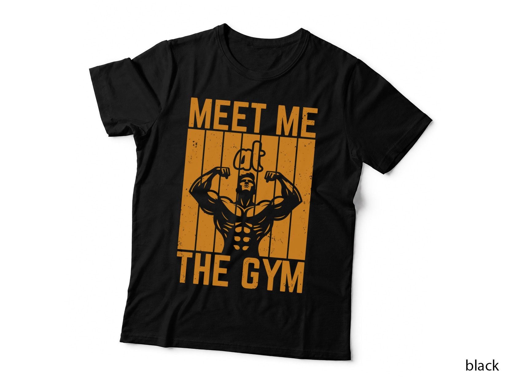 Meet Me at the Gym Muscular Silhouette Orange Bold T-Shirt