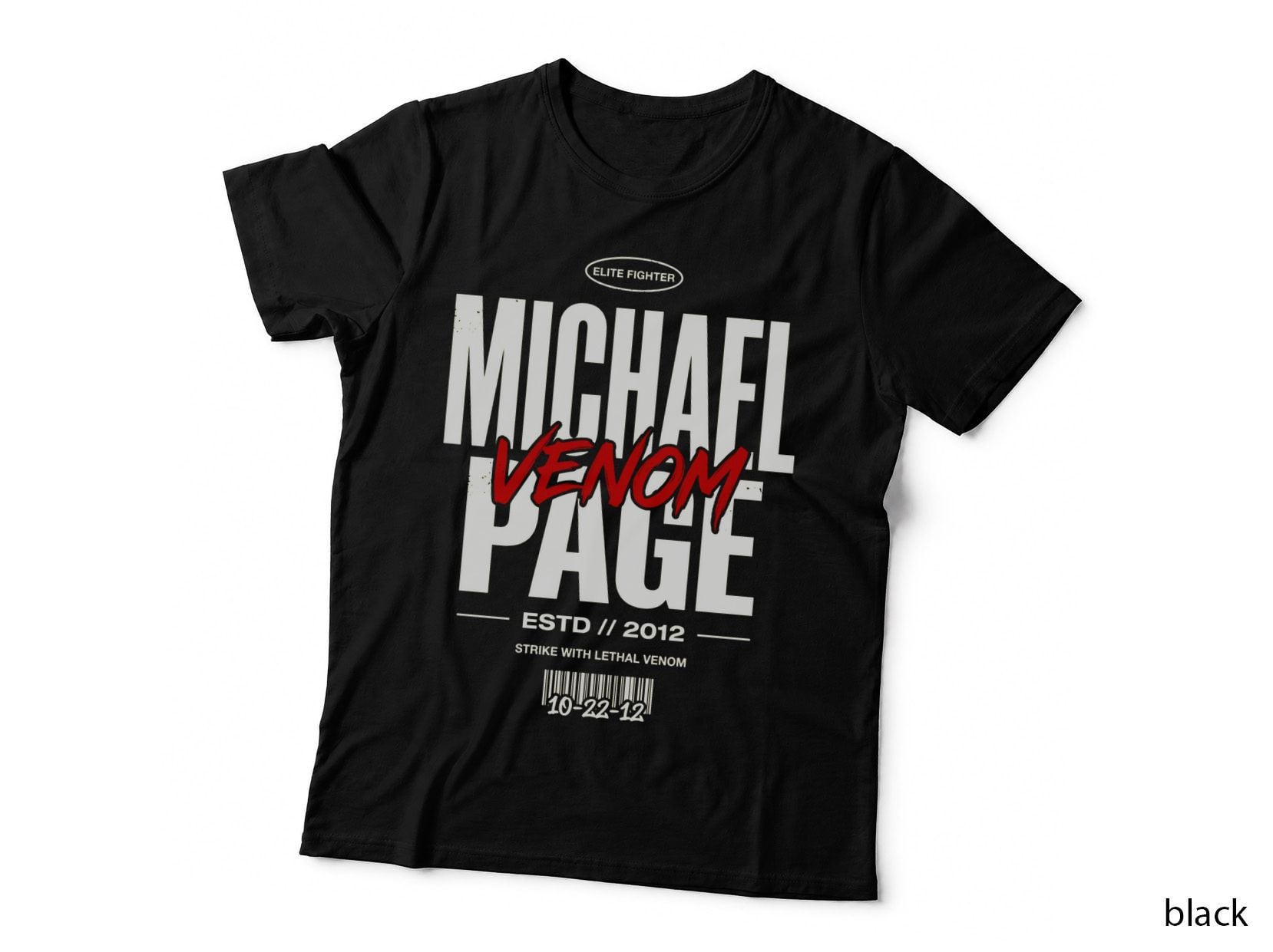 Michael Page Venom Distressed Vintage MMA Badge Tee Red Script Nickname