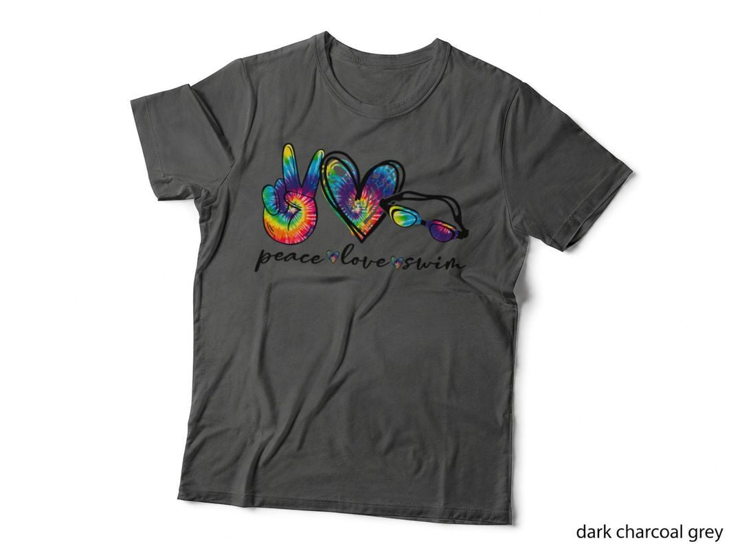 Peace Love Swim Goggles Tie Dye Swimmer Swimming T-Shirt