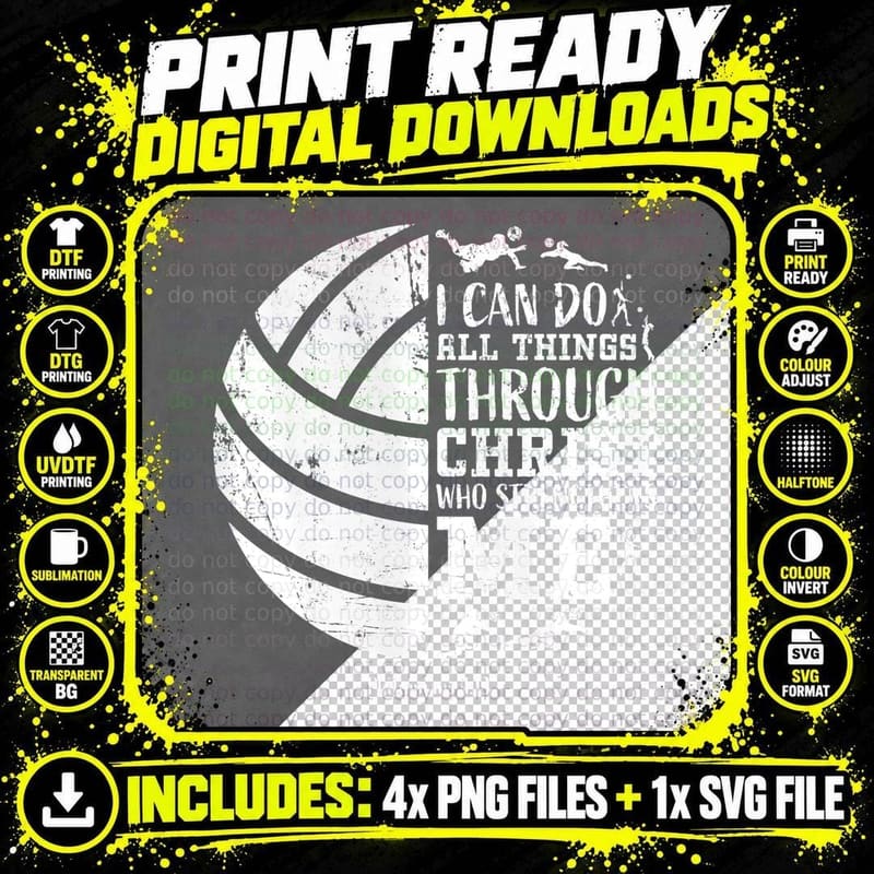 Philippians 413 Volleyball Gifts Teen Girls Teens Women Png SVG Digital Bundle