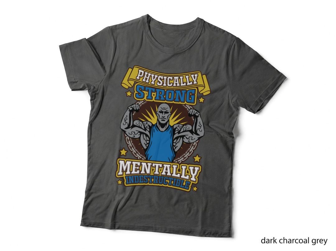 Physically Strong Mentally Indestructible Blue Warrior Male Eagle Banner T-Shirt