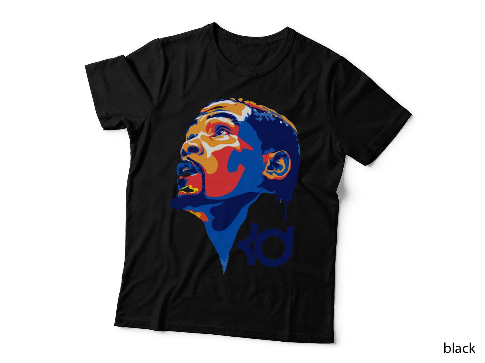 Pop Art Face Portrait Blue Orange Colour Blocks T-Shirt