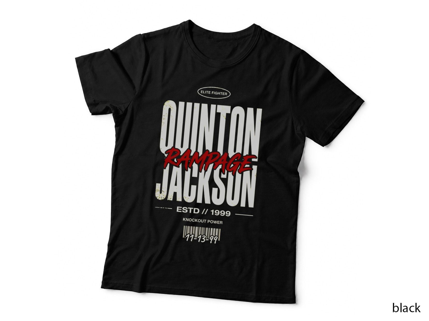 Quinton Jackson Rampage Distressed Vintage MMA Badge Tee Red Script Nickname