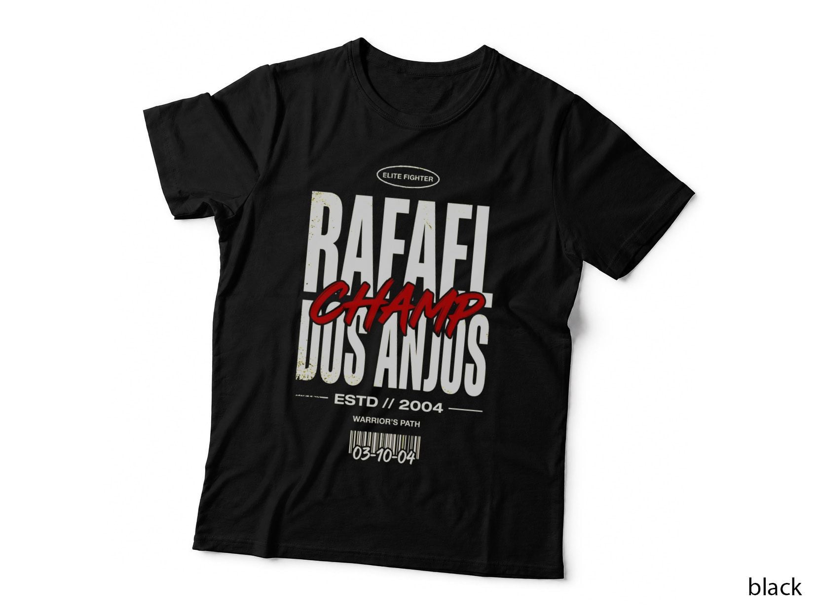Rafael Champ Dos Anjos Elite Fighter Estd 2004 Warrior's Path Badge T-Shirt