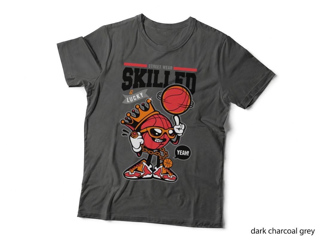 Skilled Basketball Lucky Yeah Character Retro Cartoon T-Shirt