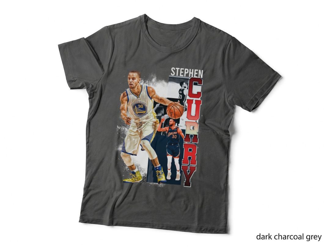 Stephen Curry Red White Text Warriors Jersey 30 Action Splatter T-Shirt