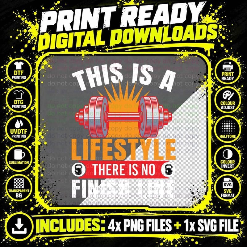 This Is a Lifestyle There Is No Finish Line Barbell Red Png SVG Digital Bundle