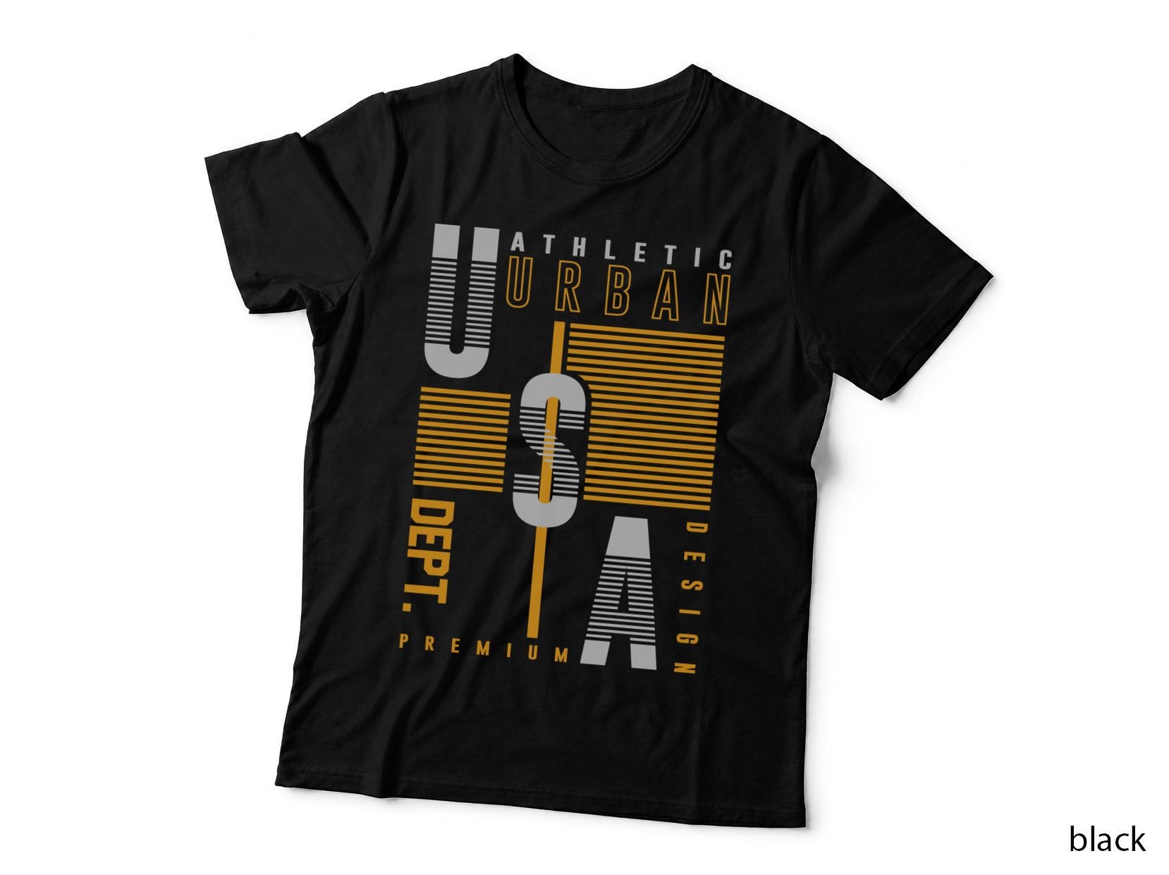 Urban 90 Athletic Dept. Design Premium Orange Yellow Striped T-Shirt