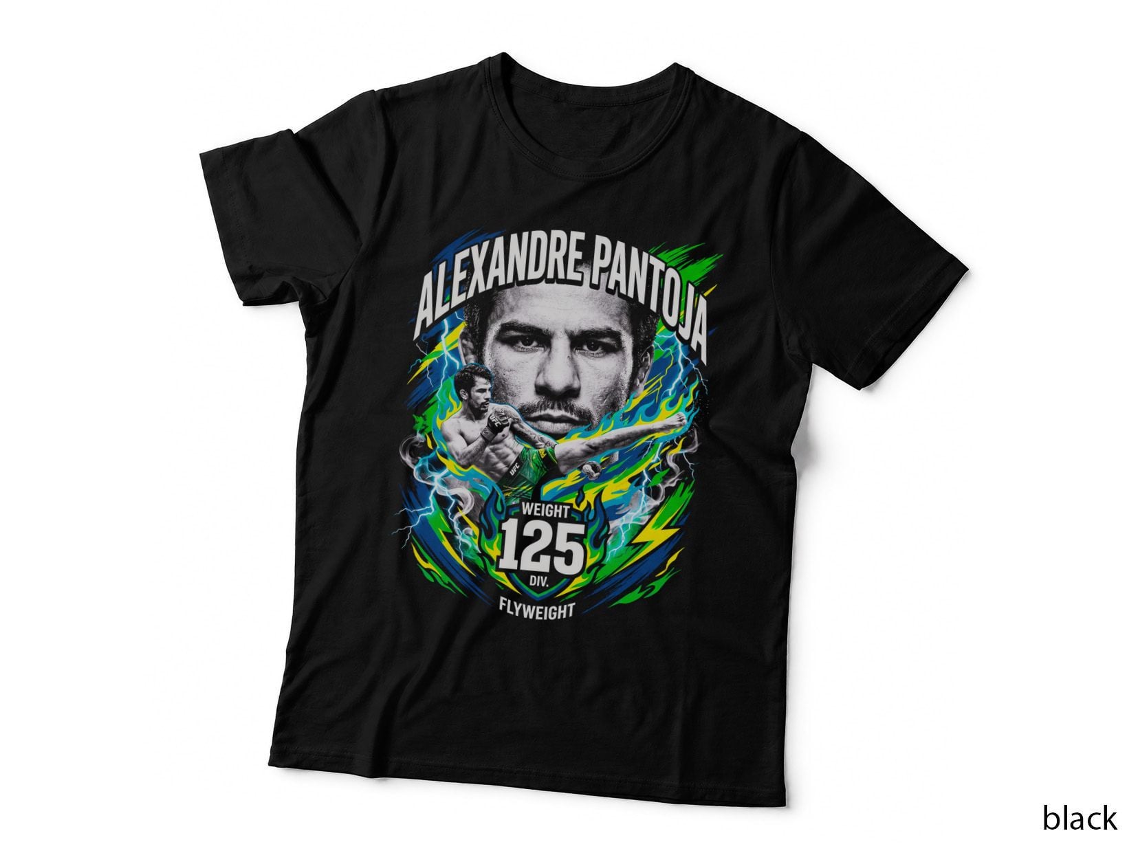Alexandre Pantoja Weight 125 Div Flyweight Fighter Stance Blue Green T-Shirt