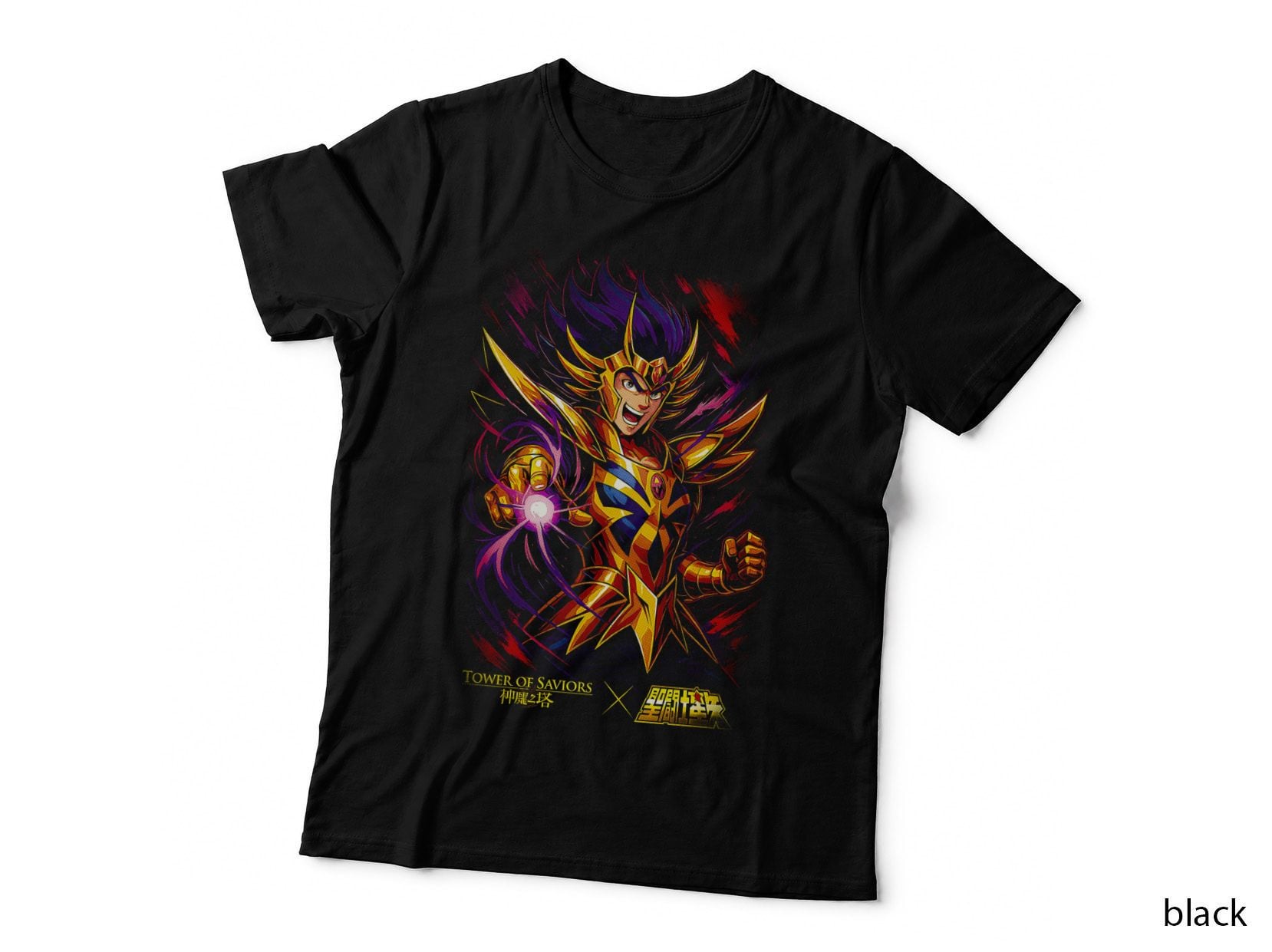 Anime Cosmic Fighter T-Shirt, Halftone Energy Sphere Warrior Graphic Tee
