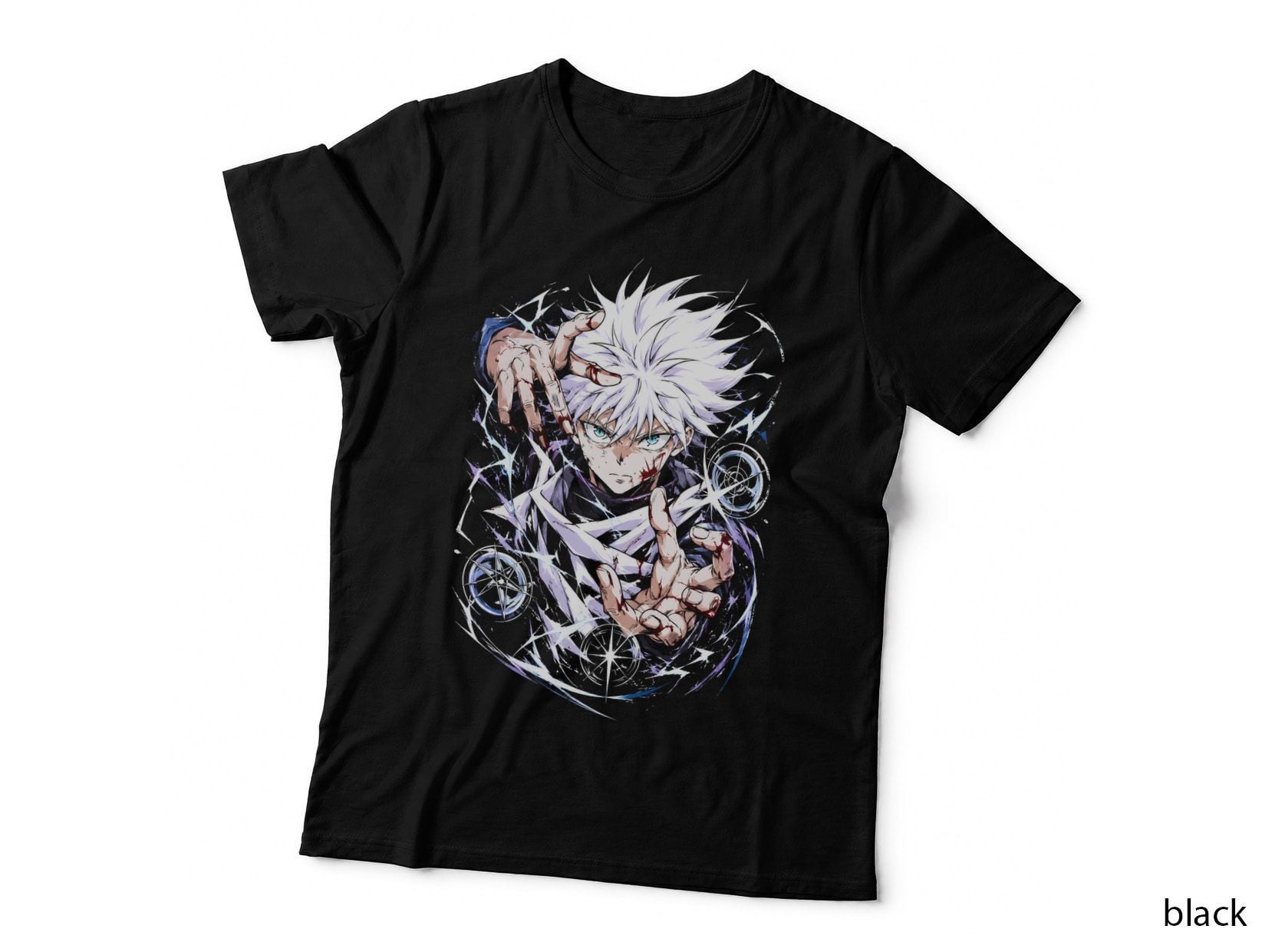 Anime Magic Fighter Halftone T-Shirt, Mystical Warrior Tee, Manga Combat Shirt