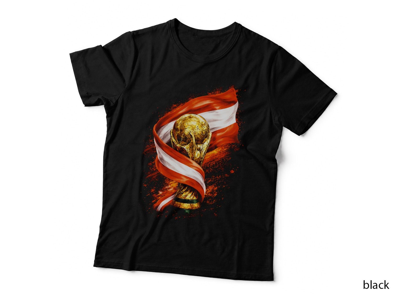 Austria Football T-Shirt, Halftone Austria Flag Trophy Graphic Tee