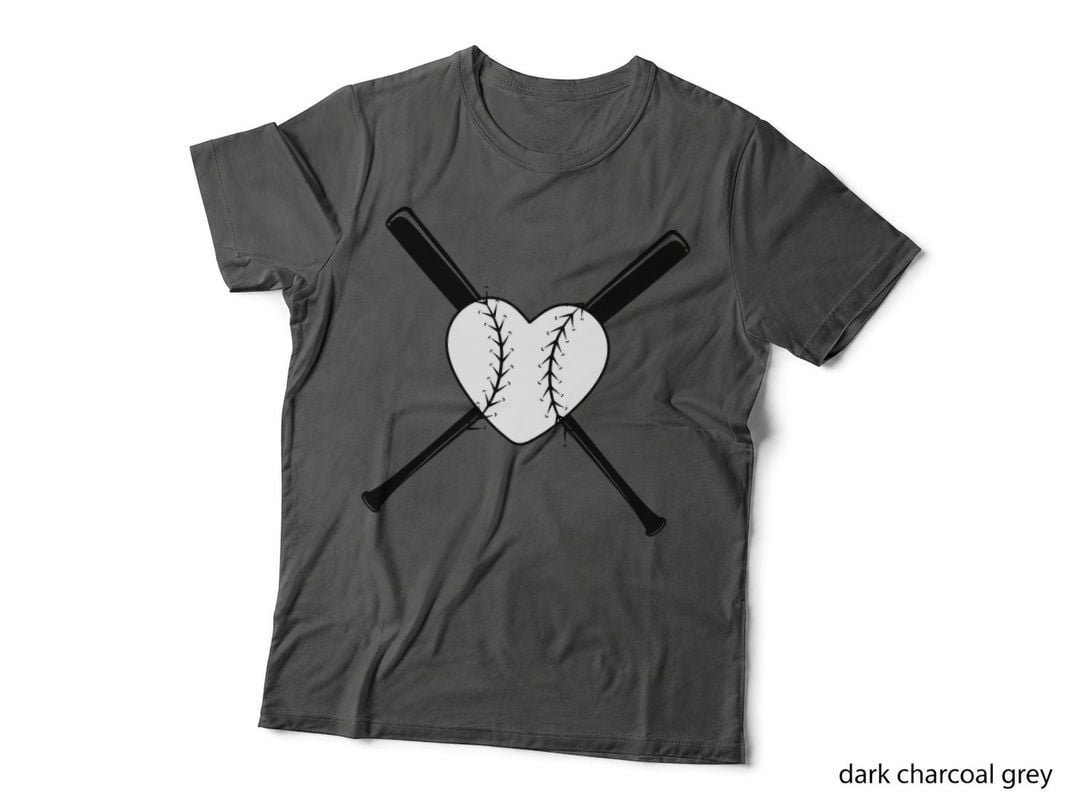 Baseball Bats Crossed Over Heart Baseball T-Shirt, Baseball Graphic Tee