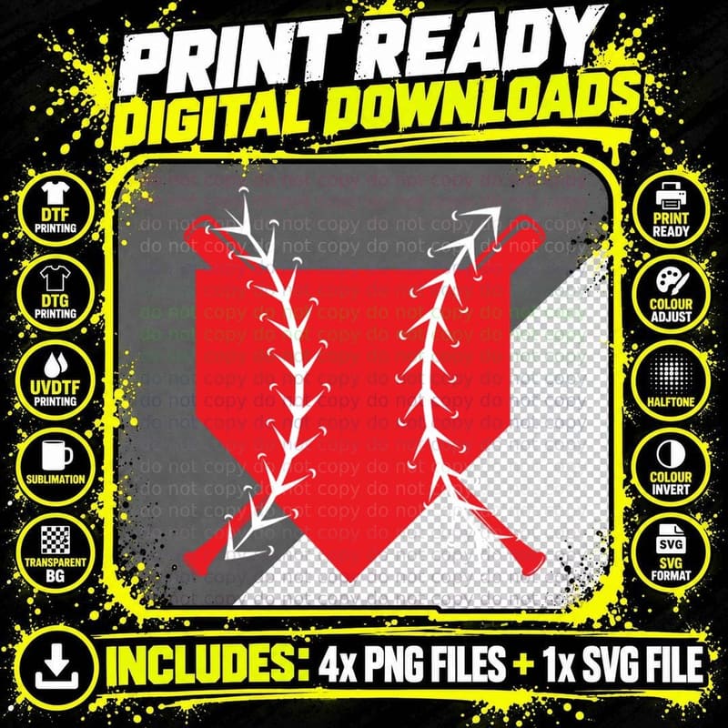 Baseball Bats Crossed with Laces Baseball T-Shirt Png SVG Digital Bundle