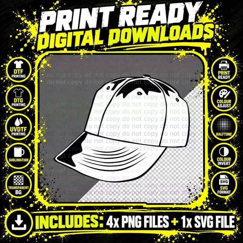 Baseball Cap Illustration Baseball T-Shirt Png SVG Digital Bundle