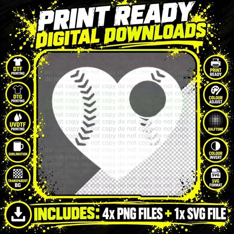 Baseball Heart Shape Baseball T-Shirt Png SVG Digital Bundle