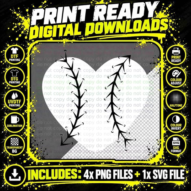 Baseball Heart with Arrows Baseball T-Shirt Png SVG Digital Bundle