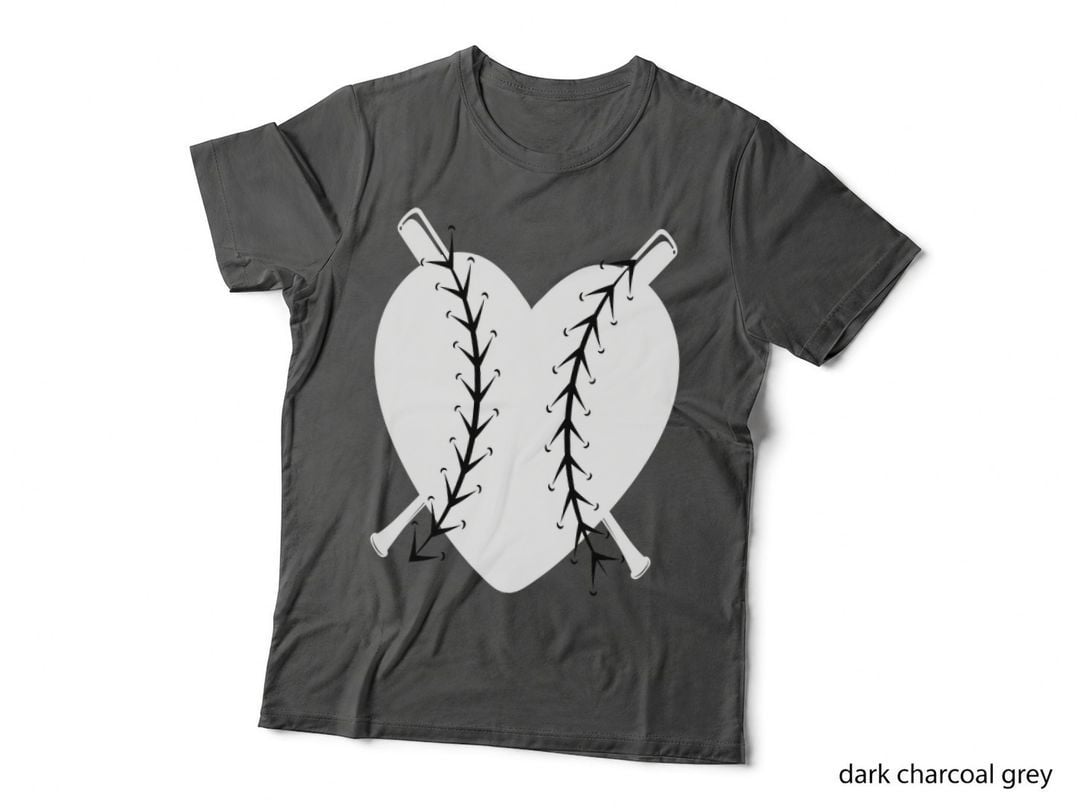 Baseball Heart with Bats Baseball Design T-Shirt, Baseball Graphic Tee
