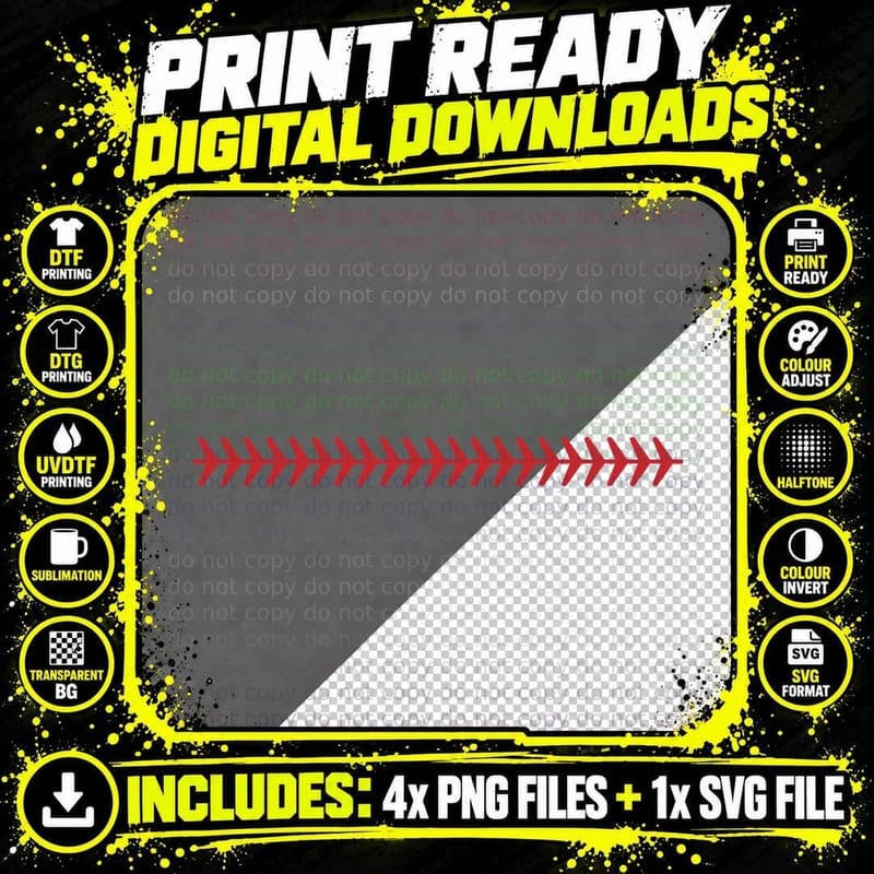 Baseball Laces Pattern Baseball Design T-Shirt Png SVG Digital Bundle