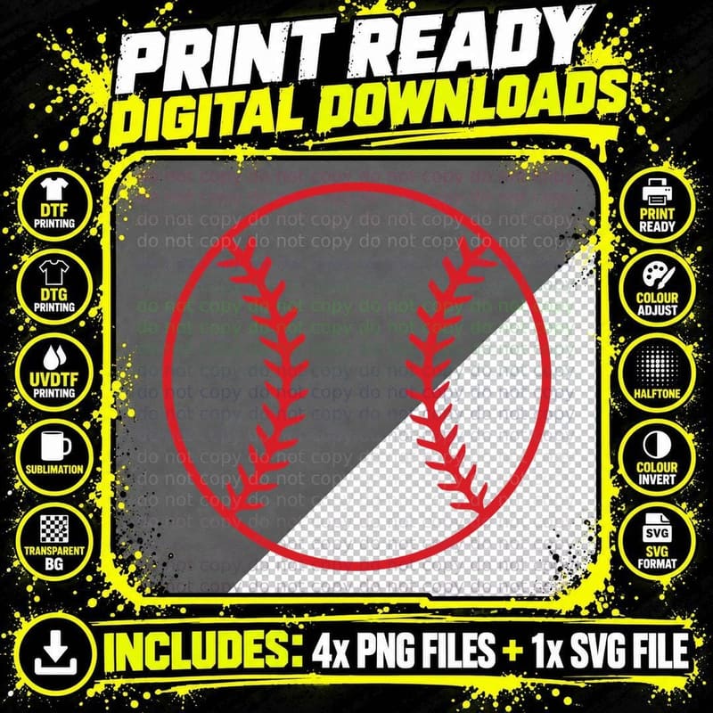Baseball Laces in Red Circle Baseball T-Shirt Png SVG Digital Bundle