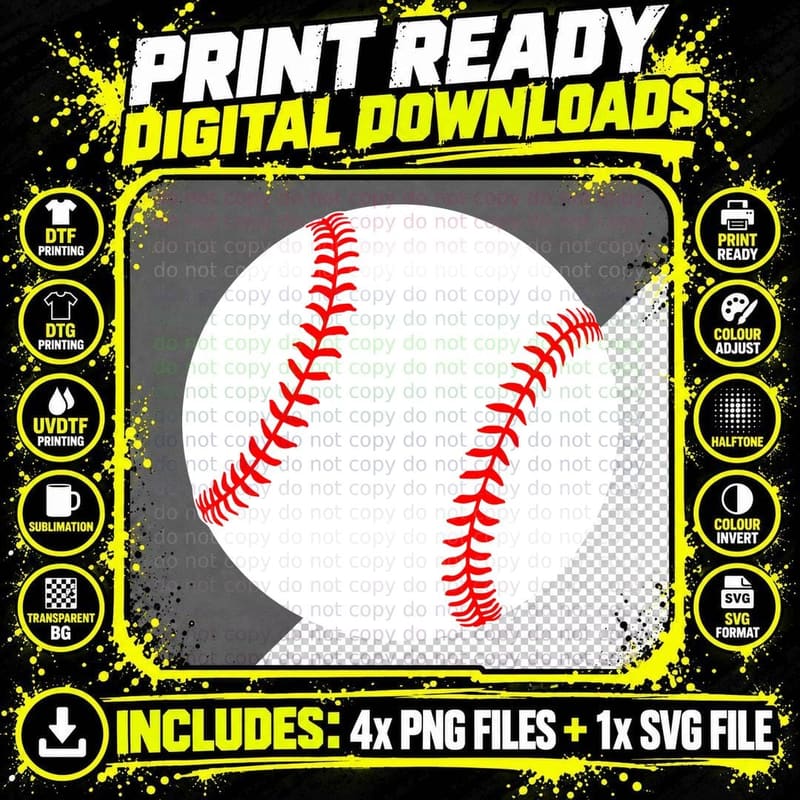 Baseball Laces on White Background Baseball T-Shirt Png SVG Digital Bundle