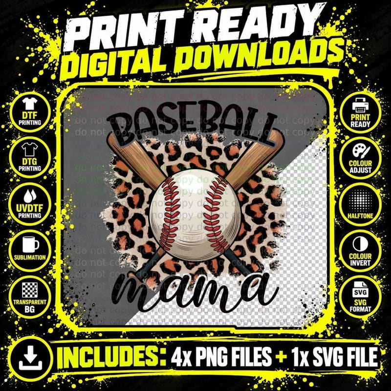 Baseball Mama Baseball T-Shirt, Baseball Bat Crossed Png SVG Digital Bundle