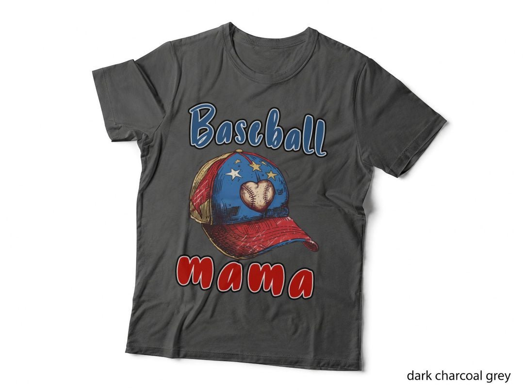 Baseball Mama Baseball T-Shirt, Baseball Cap with Stars and Heart Graphic Tee