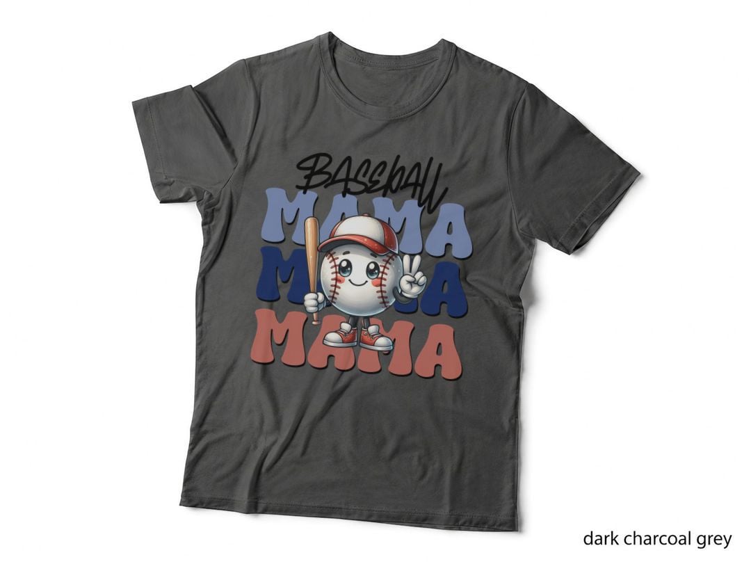 Baseball Mama Baseball T-Shirt, Baseball Character Holding Bat Graphic Tee