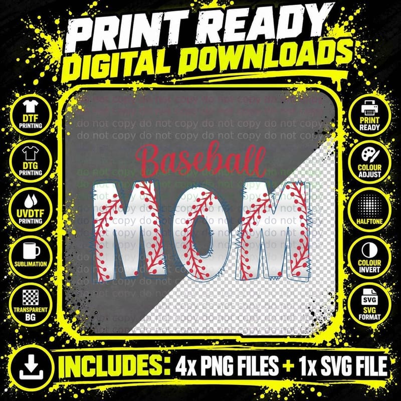 Baseball Mom Baseball T-Shirt, Baseball-Themed Png SVG Digital Bundle