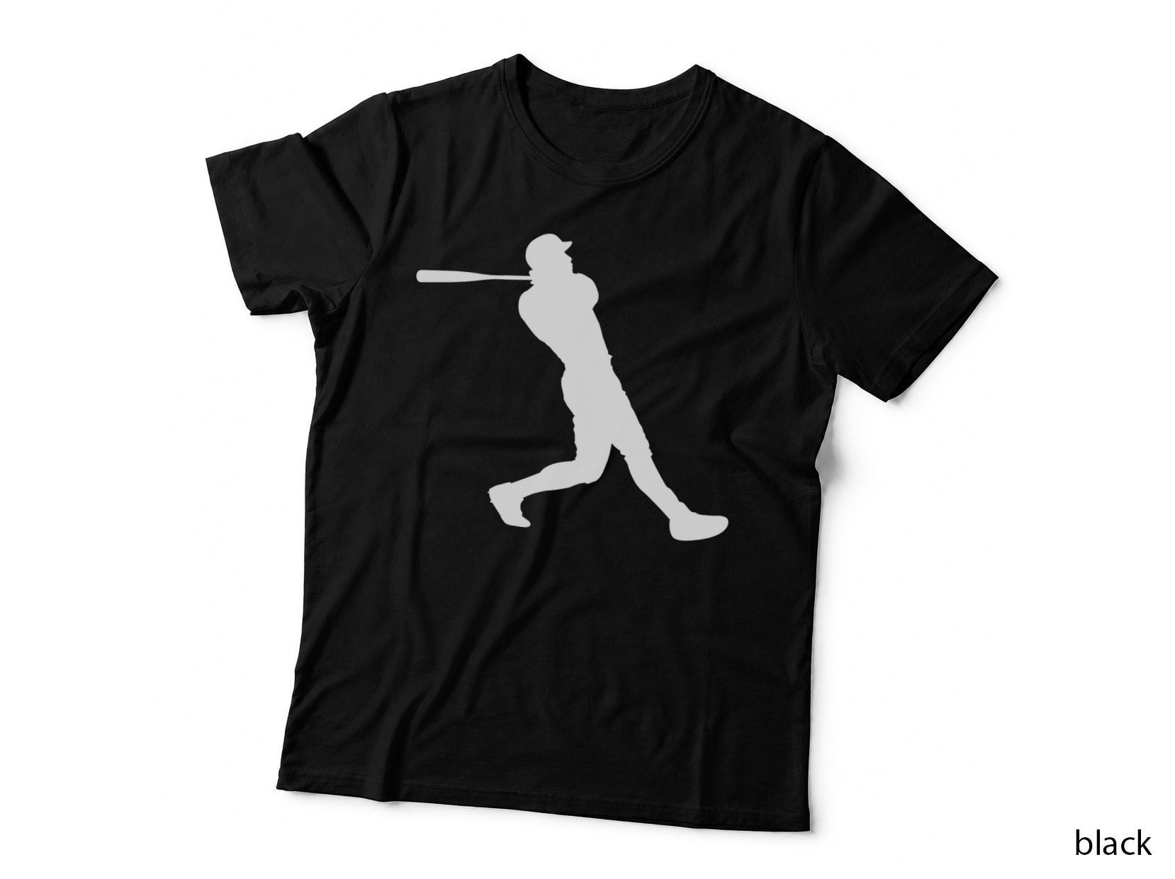 Baseball Player Silhouette Swinging Bat Baseball T-Shirt, Baseball Graphic Tee