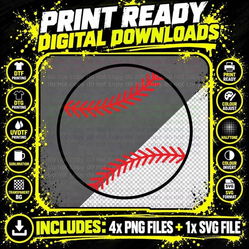 Baseball Seam Design Baseball T-Shirt Png SVG Digital Bundle