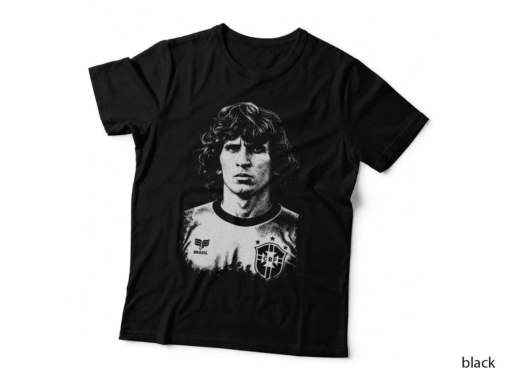 Brazil Football T-Shirt, Halftone Vintage Brazil Number 7 Graphic Tee