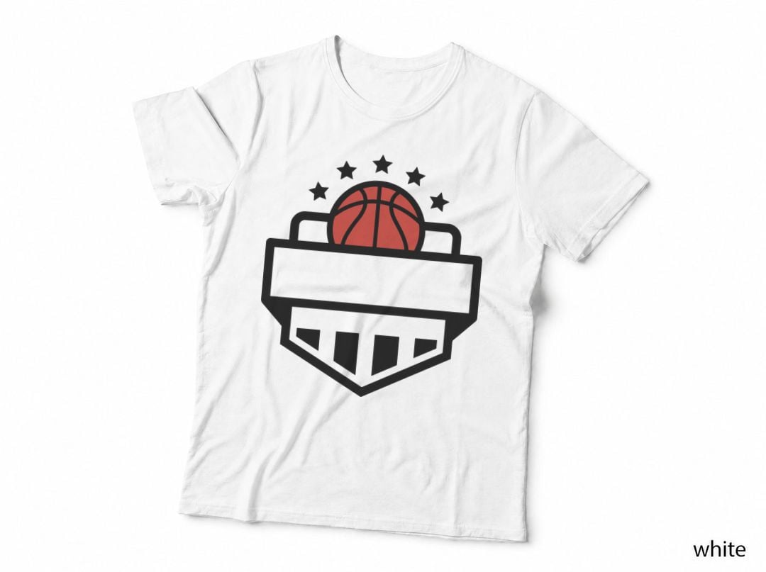Championship Basketball Badge Red with Stars and Banner Sports T-Shirt
