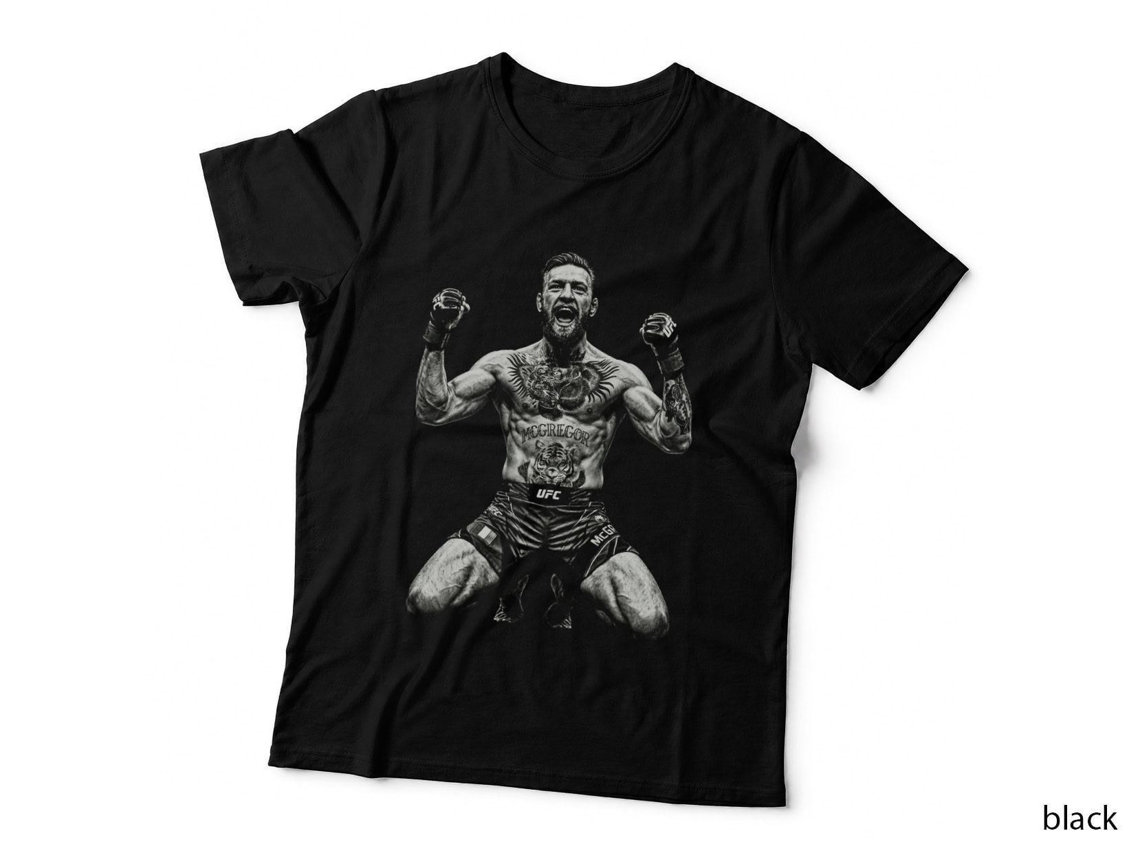 Conor Mcgregor T-Shirt, Halftone MMA Kneeling Victory Graphic Tee
